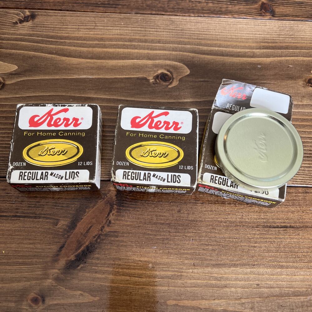 Vintage Kerr Regular Mouth Mason canning Jar Lids 2 Brand New Boxes+6 open box